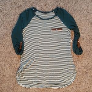 pink clover Madelene roll tab knit top